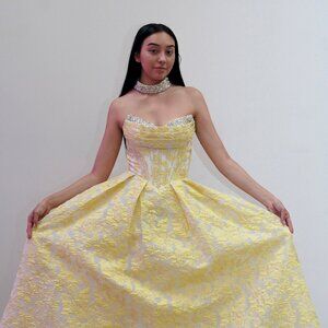New Strapless A-Line Floral Dress w/ Sweetheart Neck & Lace Up Back JT2693A